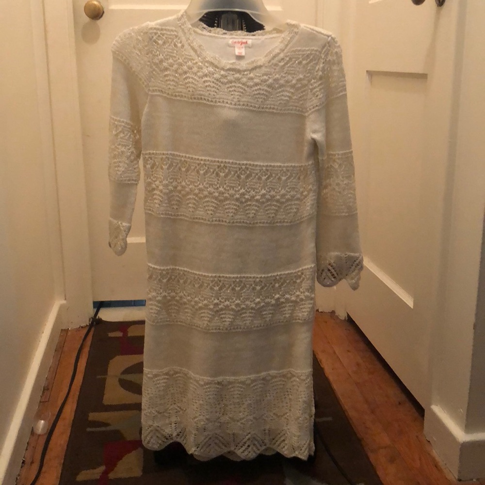 Cream with gold threading crocheted dress